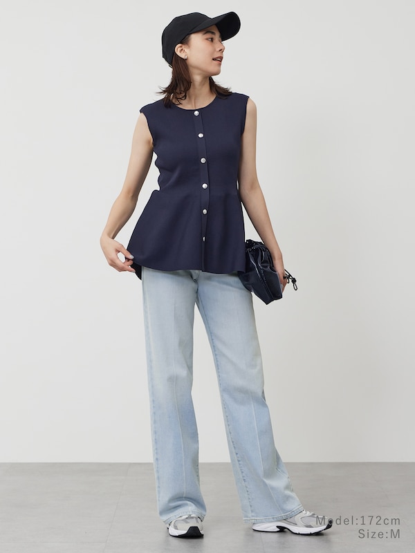 ホールガーメント®ペプラムノースリーブセーター