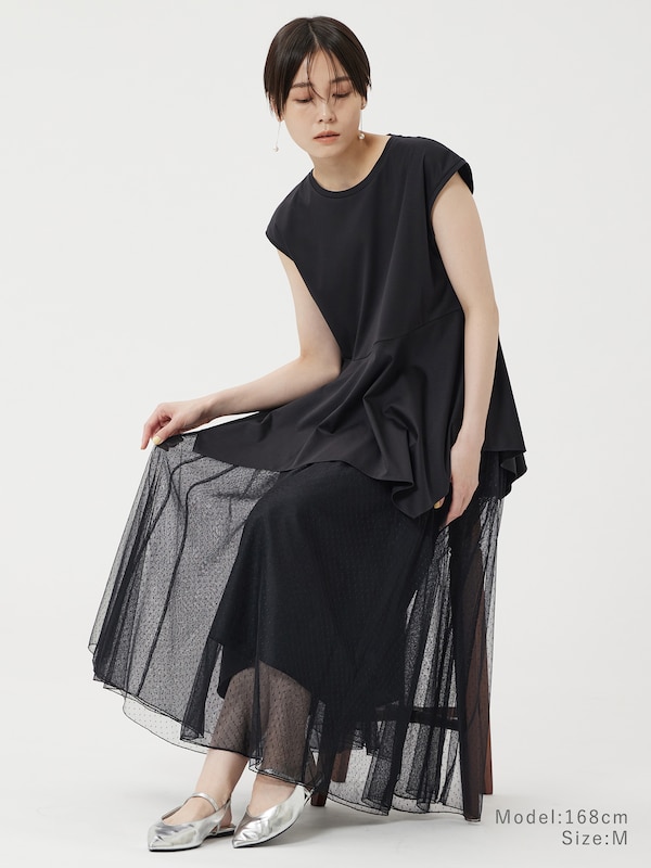 ドットボリュームチュールスカート