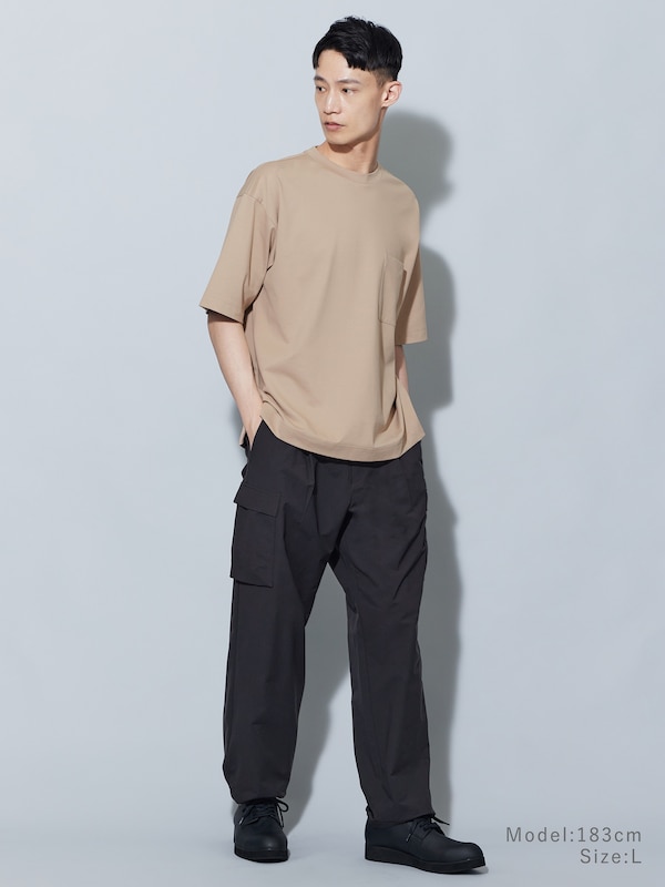 テックストレッチワイドカーゴパンツ