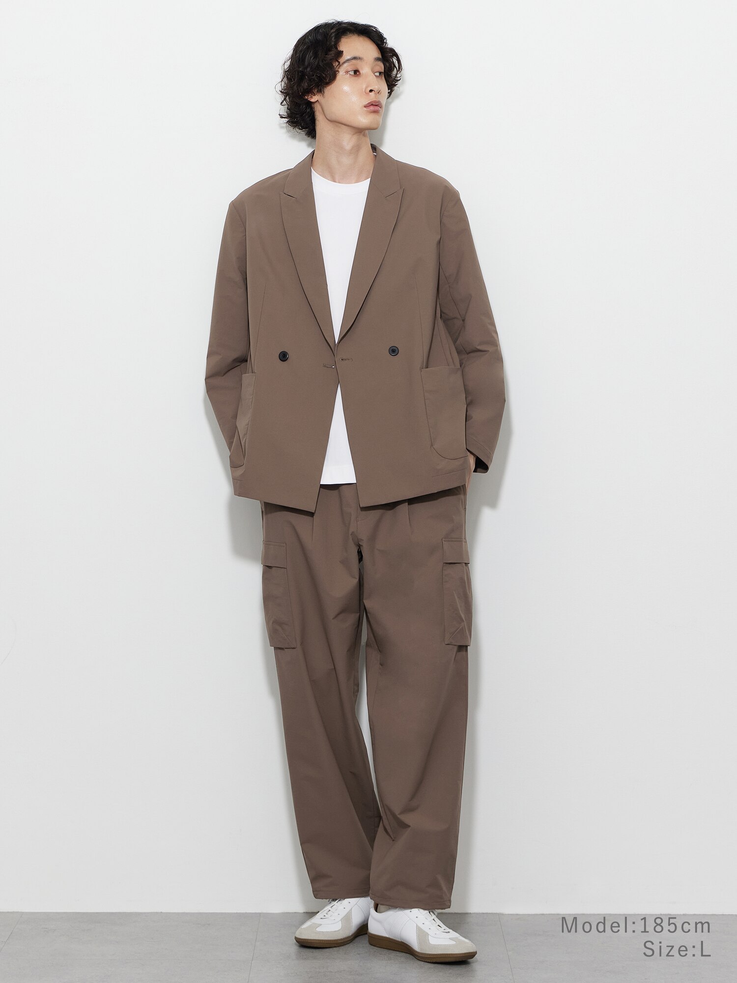 テックストレッチワイドカーゴパンツ