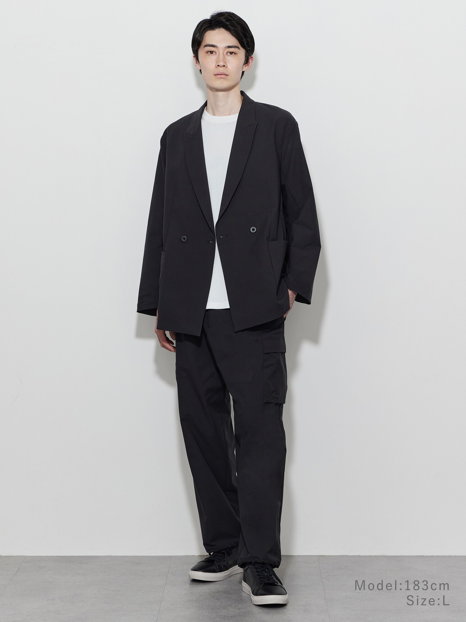 テックストレッチワイドカーゴパンツ