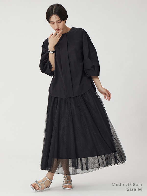 タイプライターバルーンスリーブブラウス