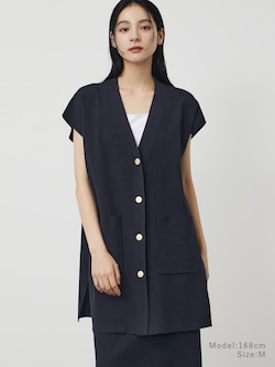レーヨンブレンドロングニットベスト