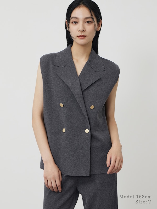 レーヨンブレンドテーラードニットベスト