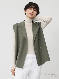 レーヨンブレンドテーラードニットベスト