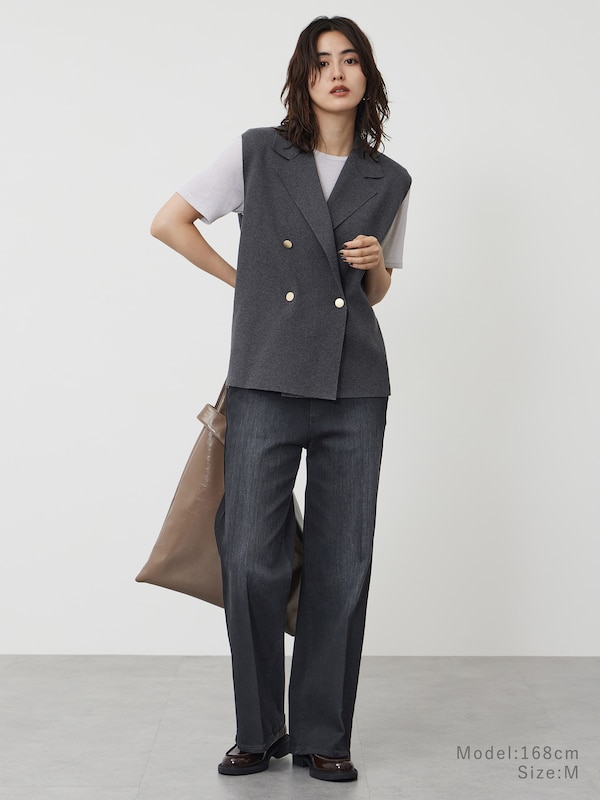 レーヨンブレンドテーラードニットベスト