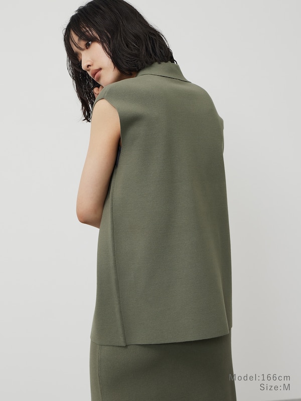 レーヨンブレンドテーラードニットベスト