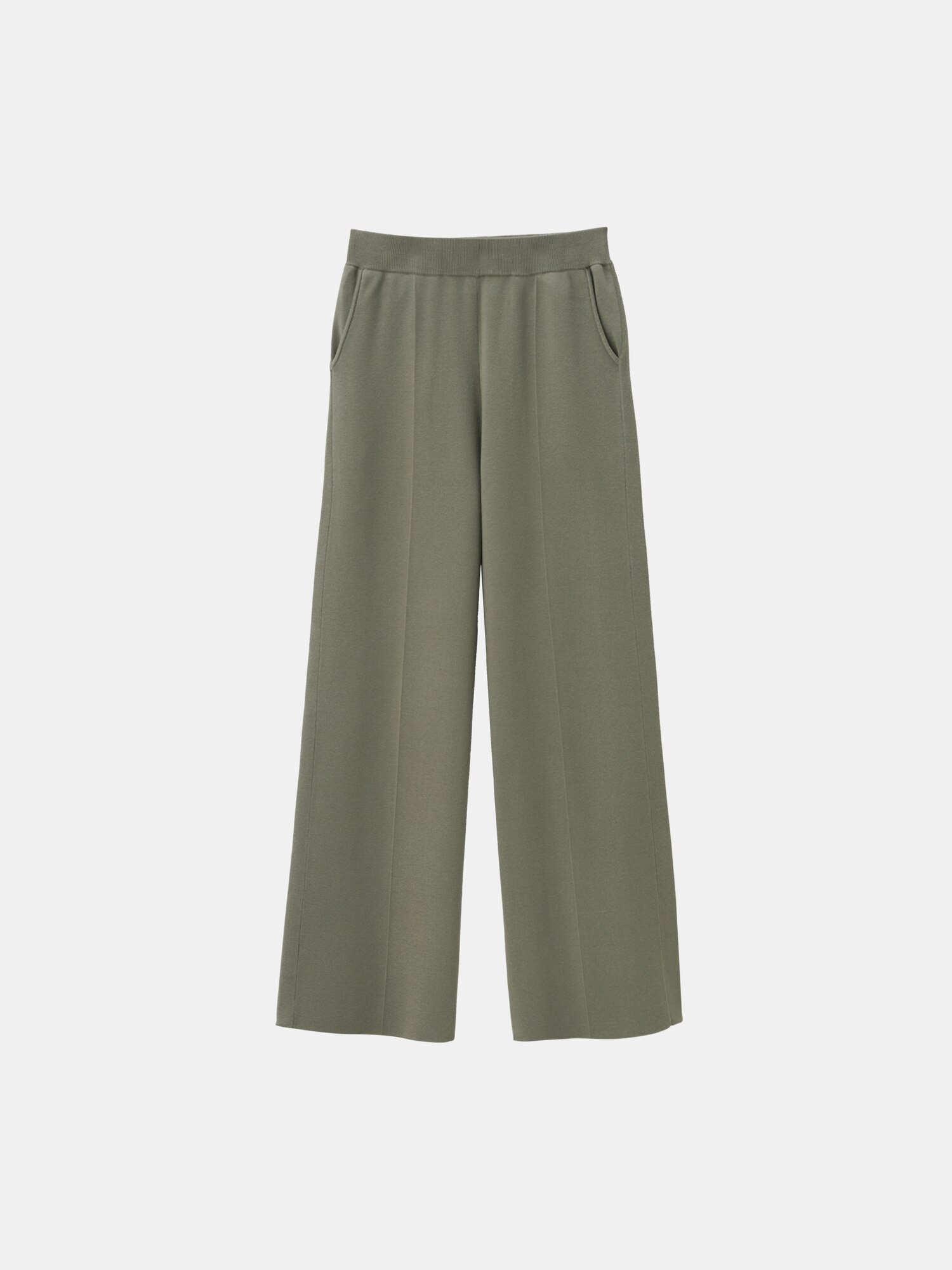 【極美品】PLST レーヨンブレンドワイドパンツ オリーブ M ¥13,000 PLST(プラステ)公式 | レーヨンブレンドニットパンツ(レディース)