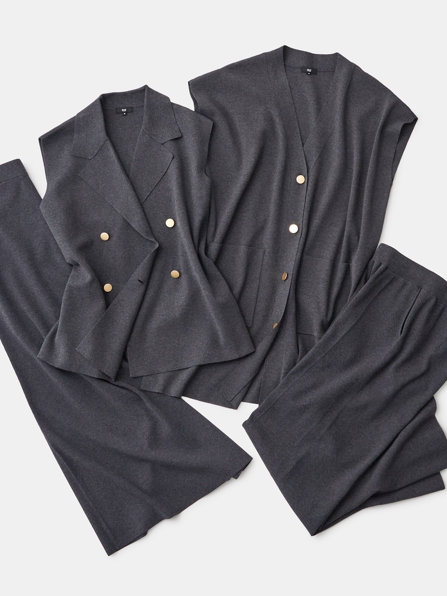 レーヨンブレンドナローニットスカート S ＆ニットパンツ xs ダークグレー PLST(プラステ)公式 | レーヨンブレンドナローニットスカート