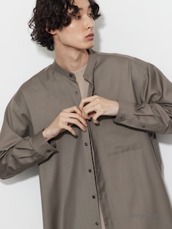 レーヨンブレンドバンドカラーシャツ