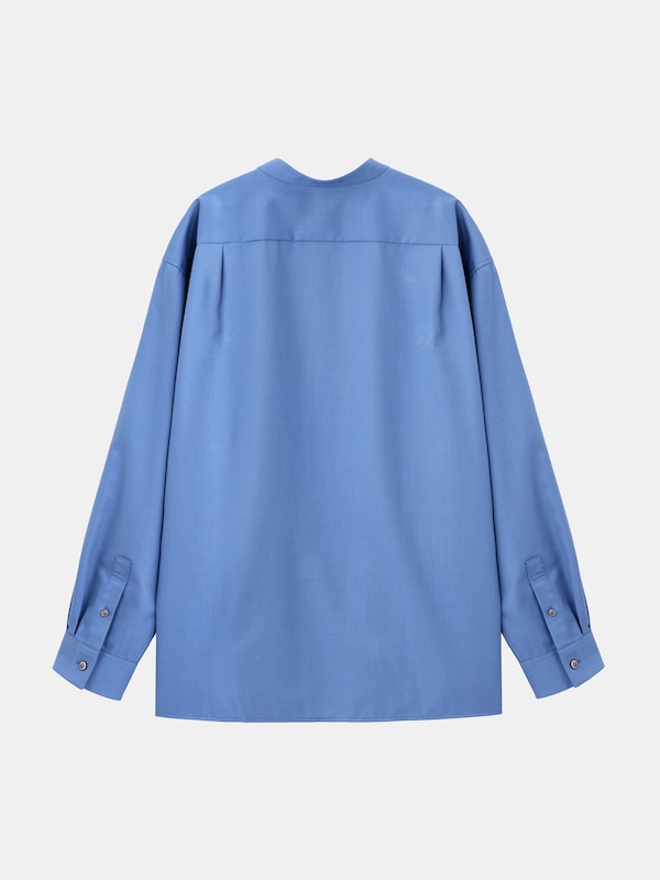 【レビュー高評価】レーヨンブレンドバンドカラーシャツ