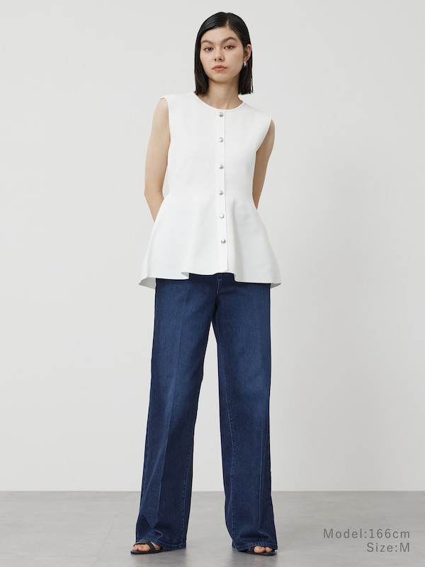 【丈長め】ワイドストレートジーンズ