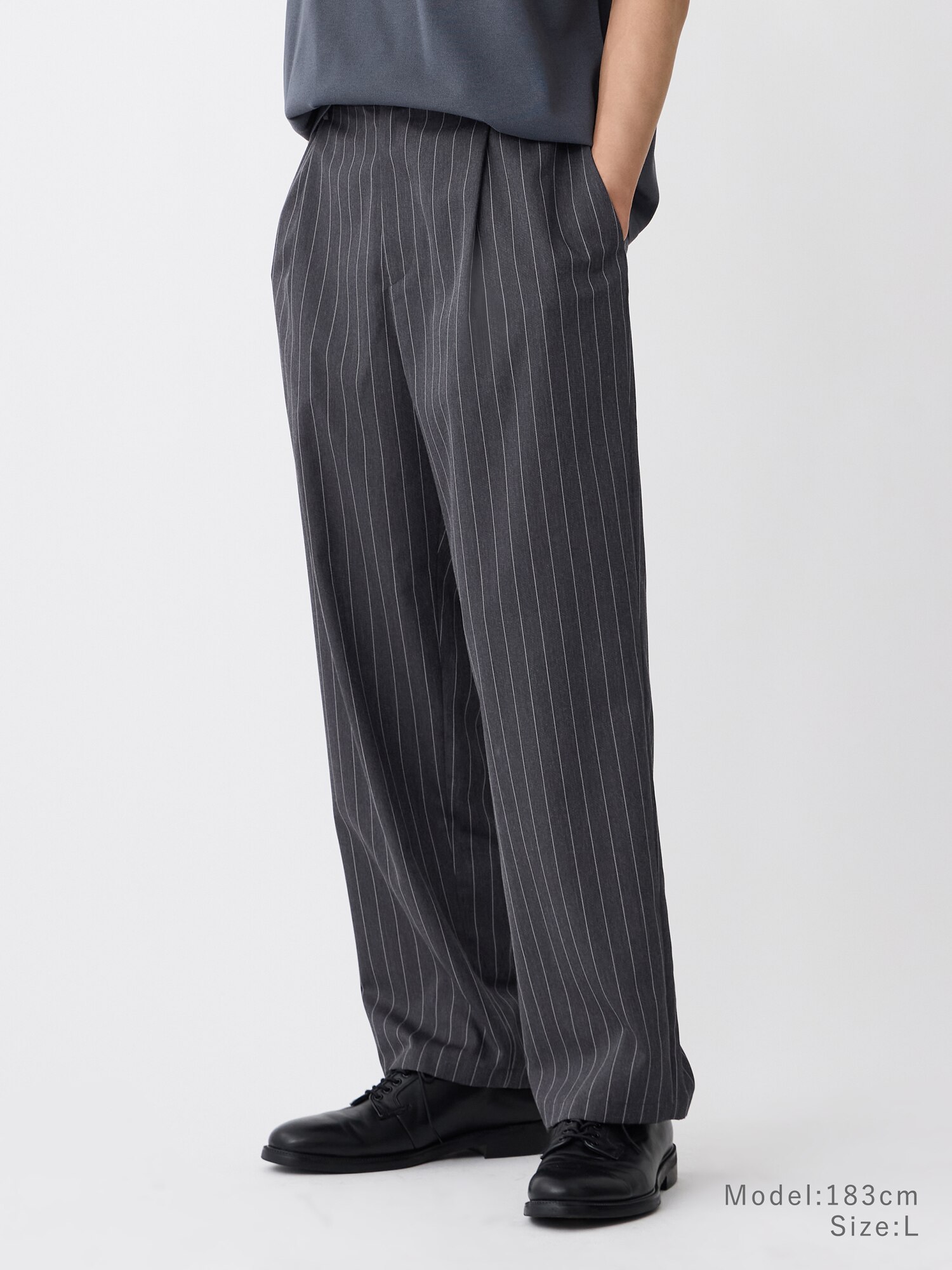 【新品同様】PLSTレーヨンブレンドワイドパンツ（DARK GRAY、M） PLST(プラステ)公式 | 【レビュー高評価】レーヨンブレンドワイド