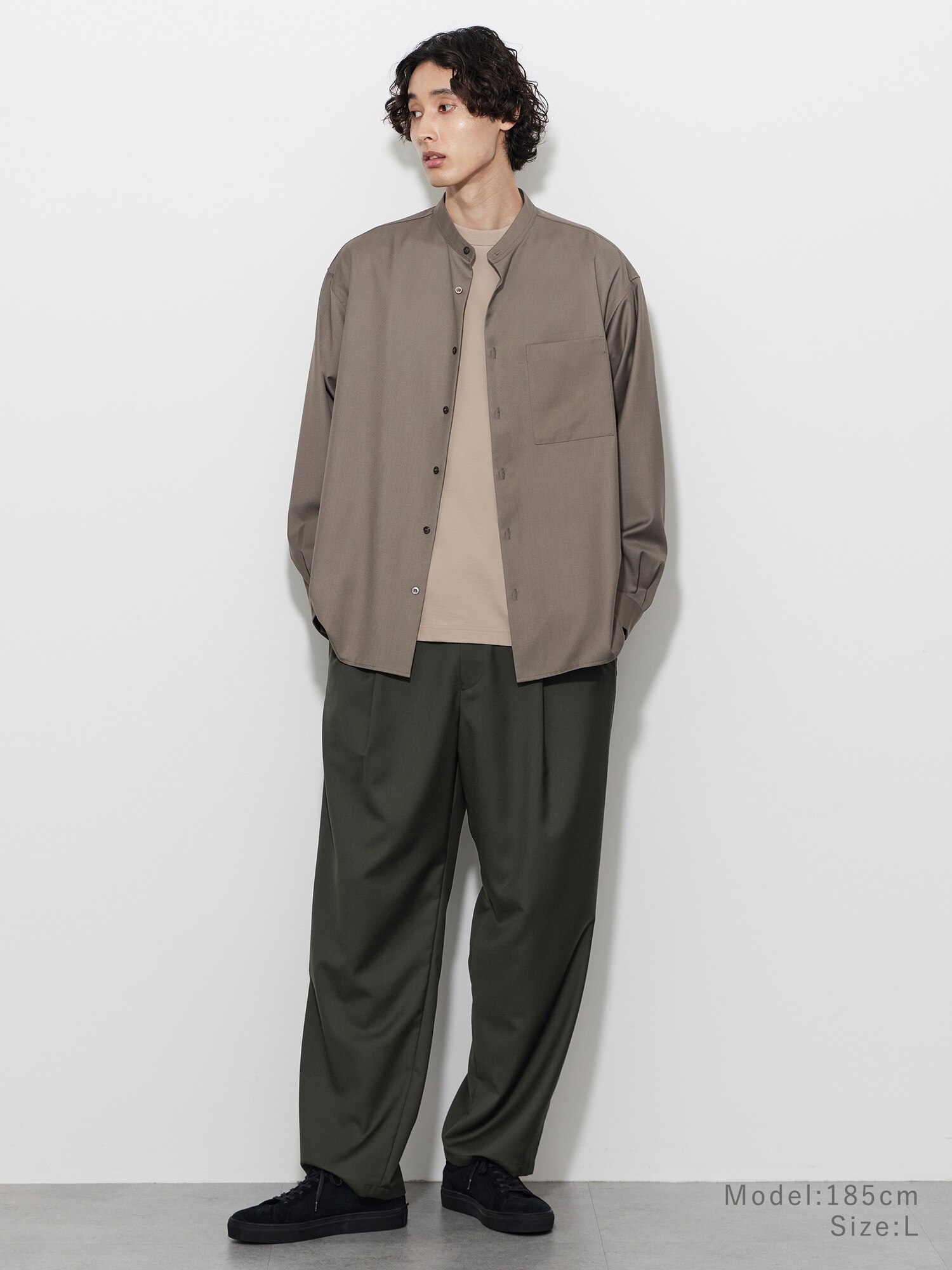 人気完売品【ベージュM】レーヨンブレンドワイドパンツ PLST(プラステ)公式 | レーヨンブレンドワイドパンツ