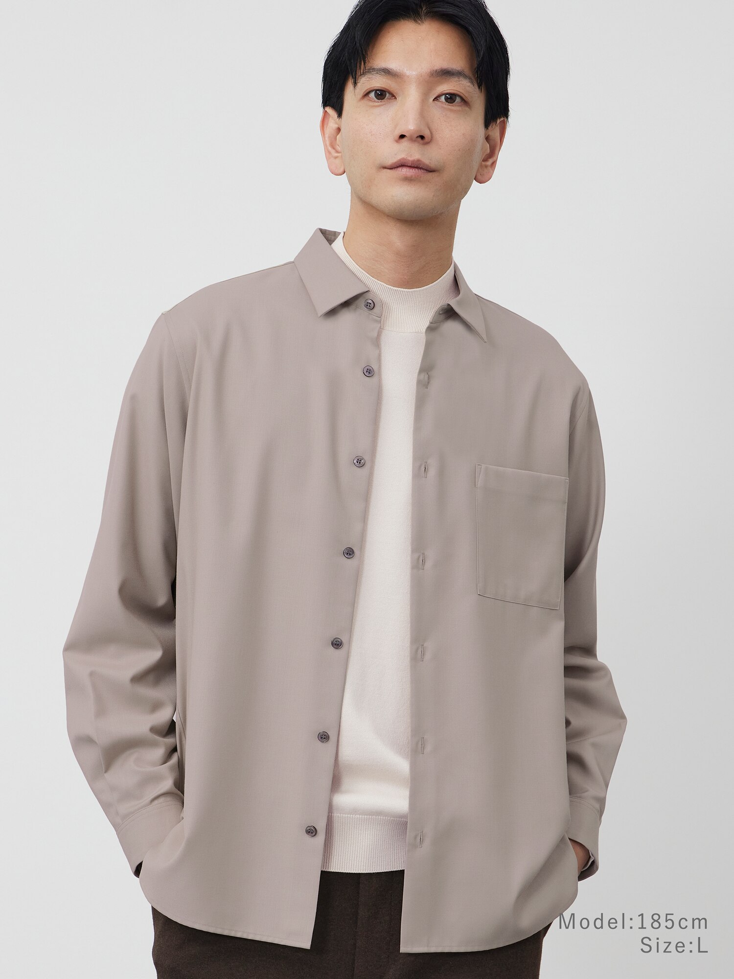 レーヨンブレンドレギュラーカラーシャツ