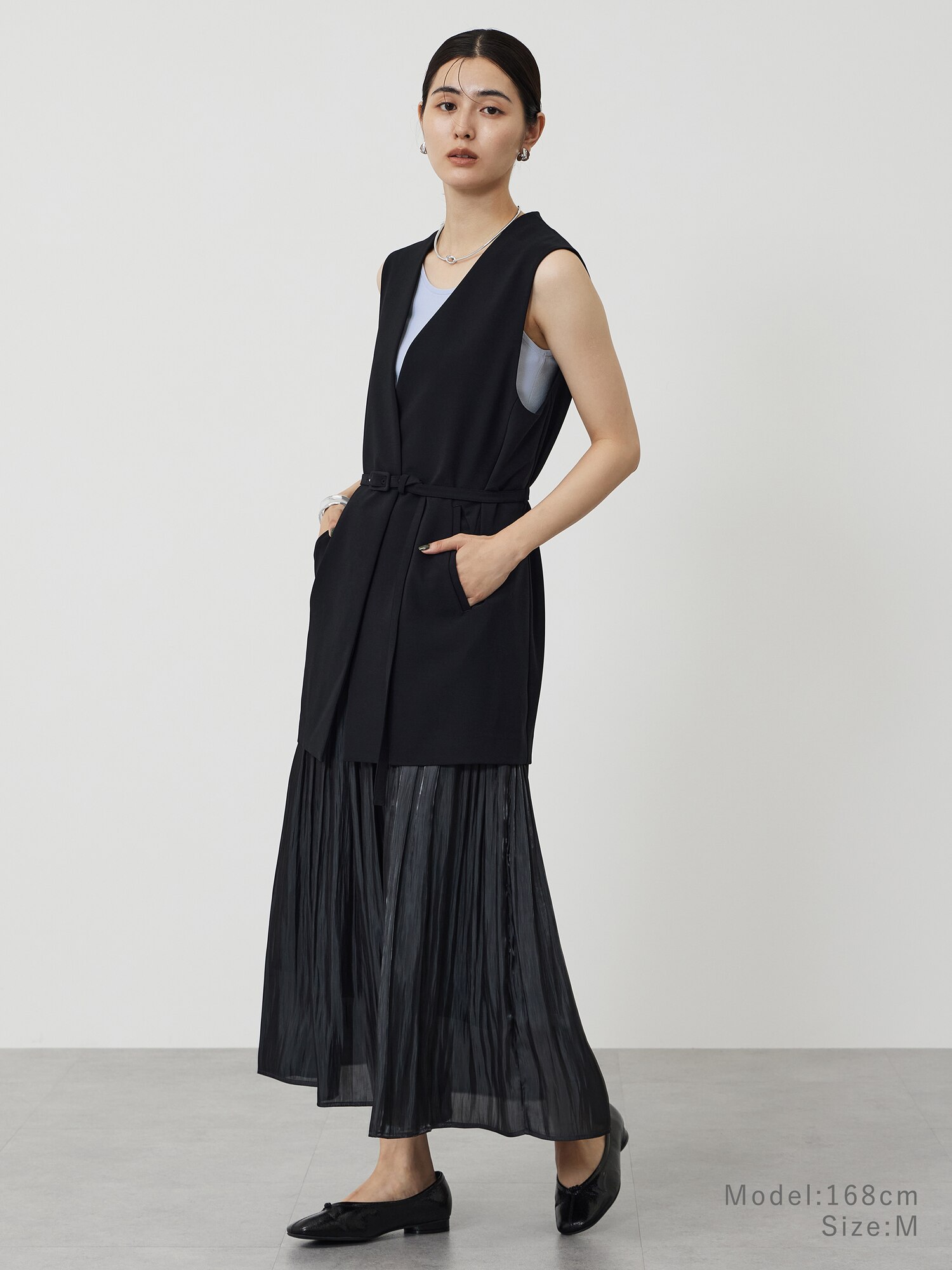 【美品】PLST ロングジレ パンツ PLST(プラステ)公式 | ストレッチツイルベルテッドジレ
