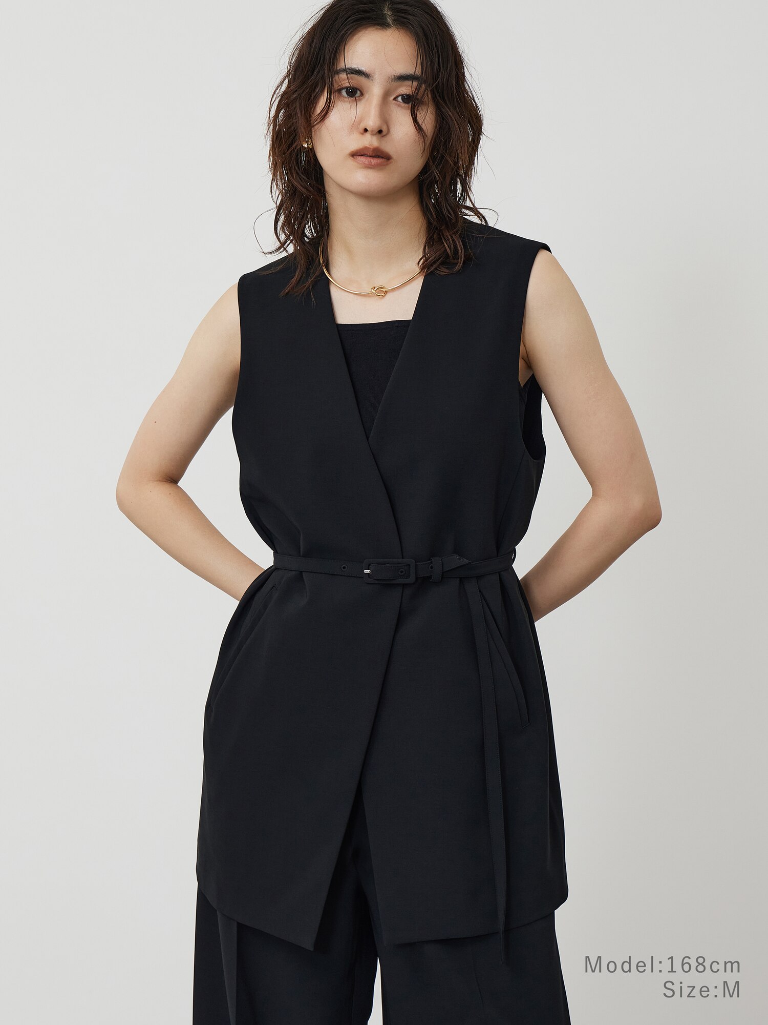 【美品】PLST ロングジレ パンツ PLST(プラステ)公式 | ストレッチツイルベルテッドジレ