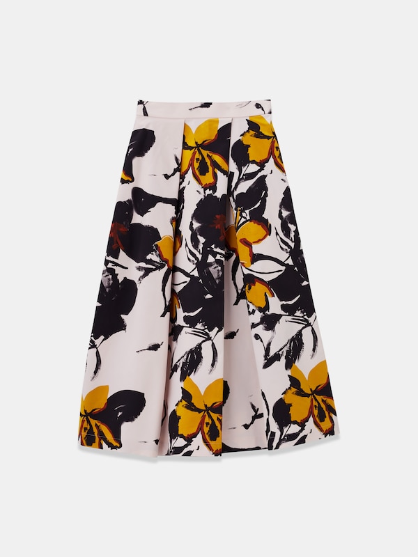 フラワープリントアシンメトリーフレアスカート