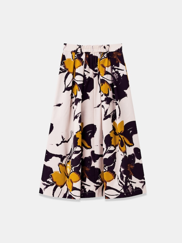 フラワープリントアシンメトリーフレアスカート