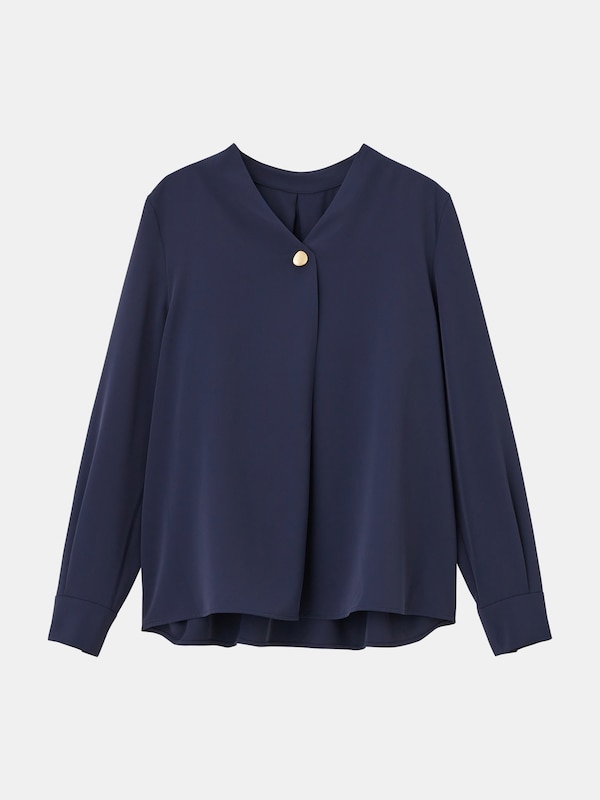 UVカットVネックオーバルパーツブラウス