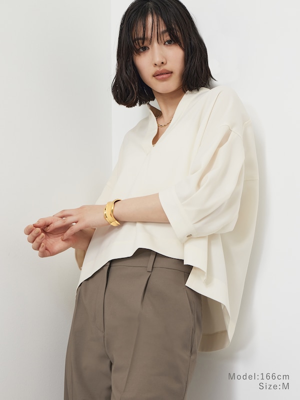 スキッパークロップドブラウス