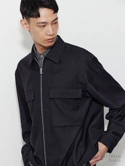 レーヨンブレンドフルジップシャツブルゾン