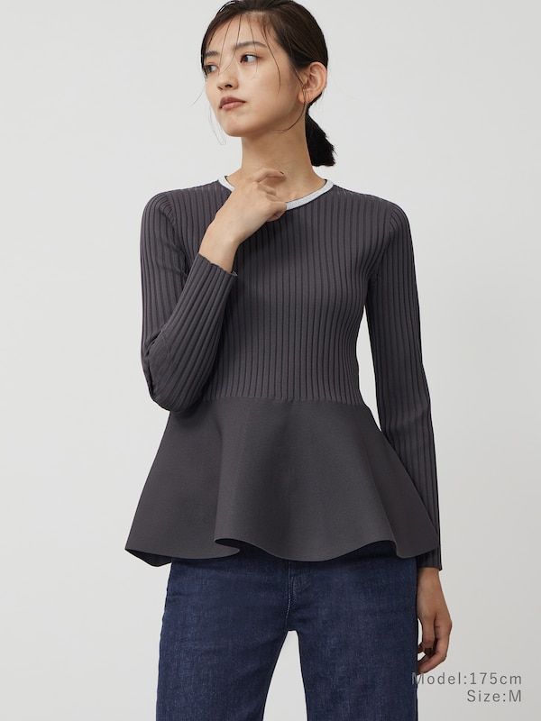 ホールガーメント®メタリックネックペプラムセーター