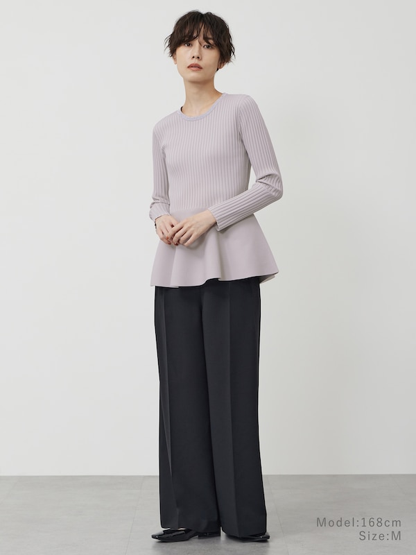 ホールガーメント®メタリックネックペプラムセーター