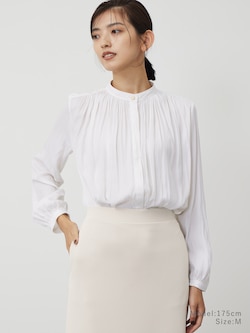 ヴィンテージサテンメタルボタンブラウス