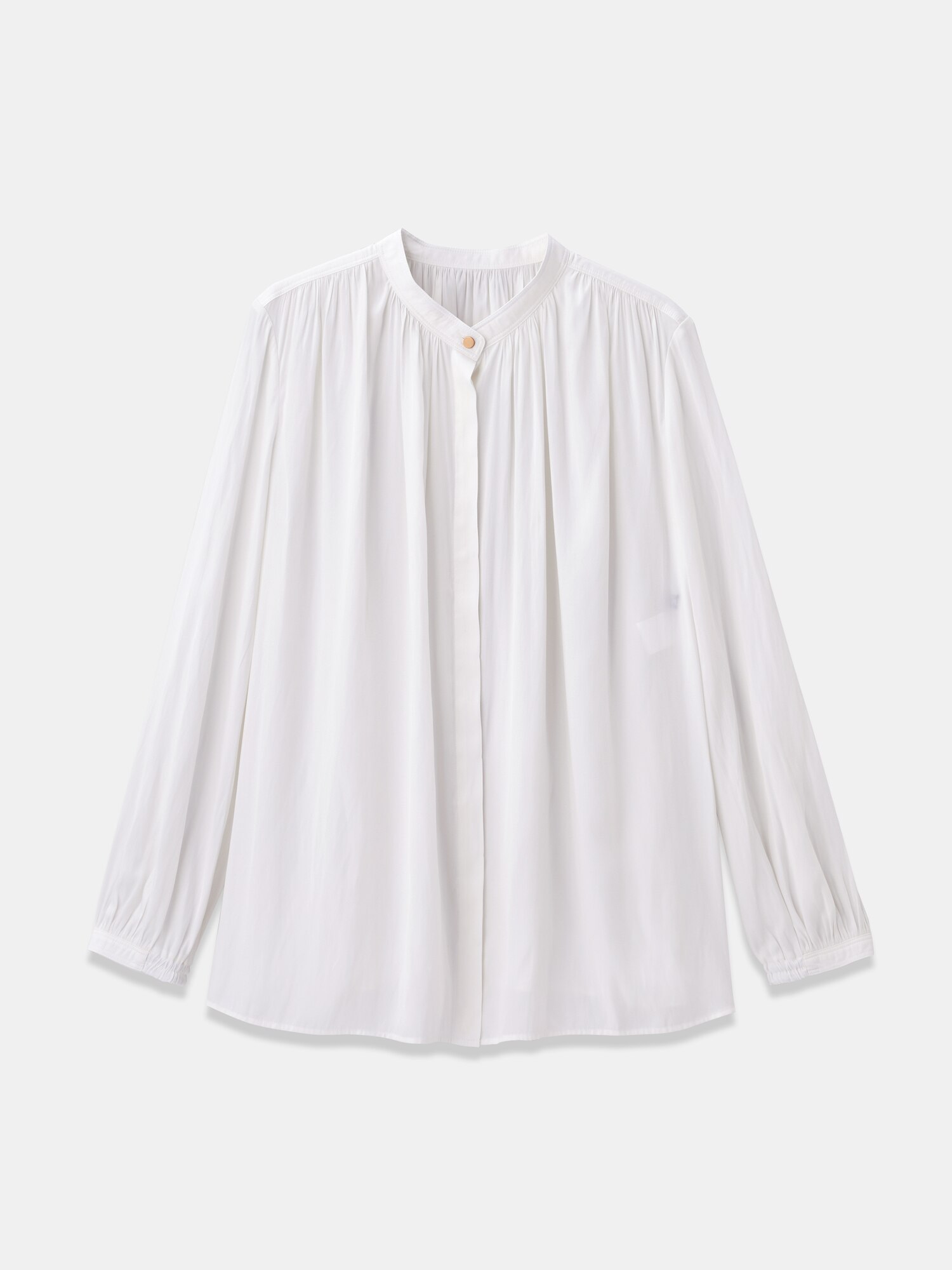 値下げ★ 新品 PLST ヴィンテージサテン メタルボタンブラウス ベージュ PLST(プラステ)公式 | ヴィンテージサテンメタルボタンブラウス