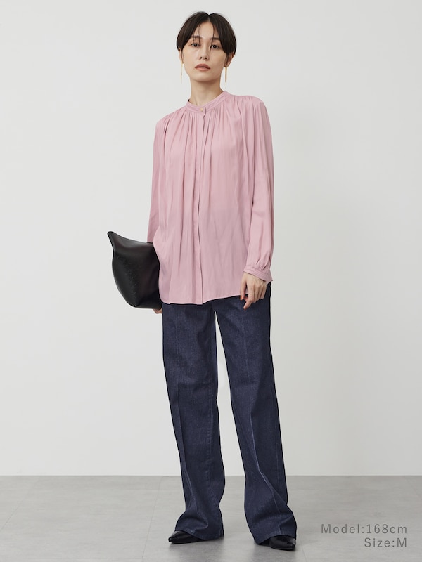 ヴィンテージサテンメタルボタンブラウス