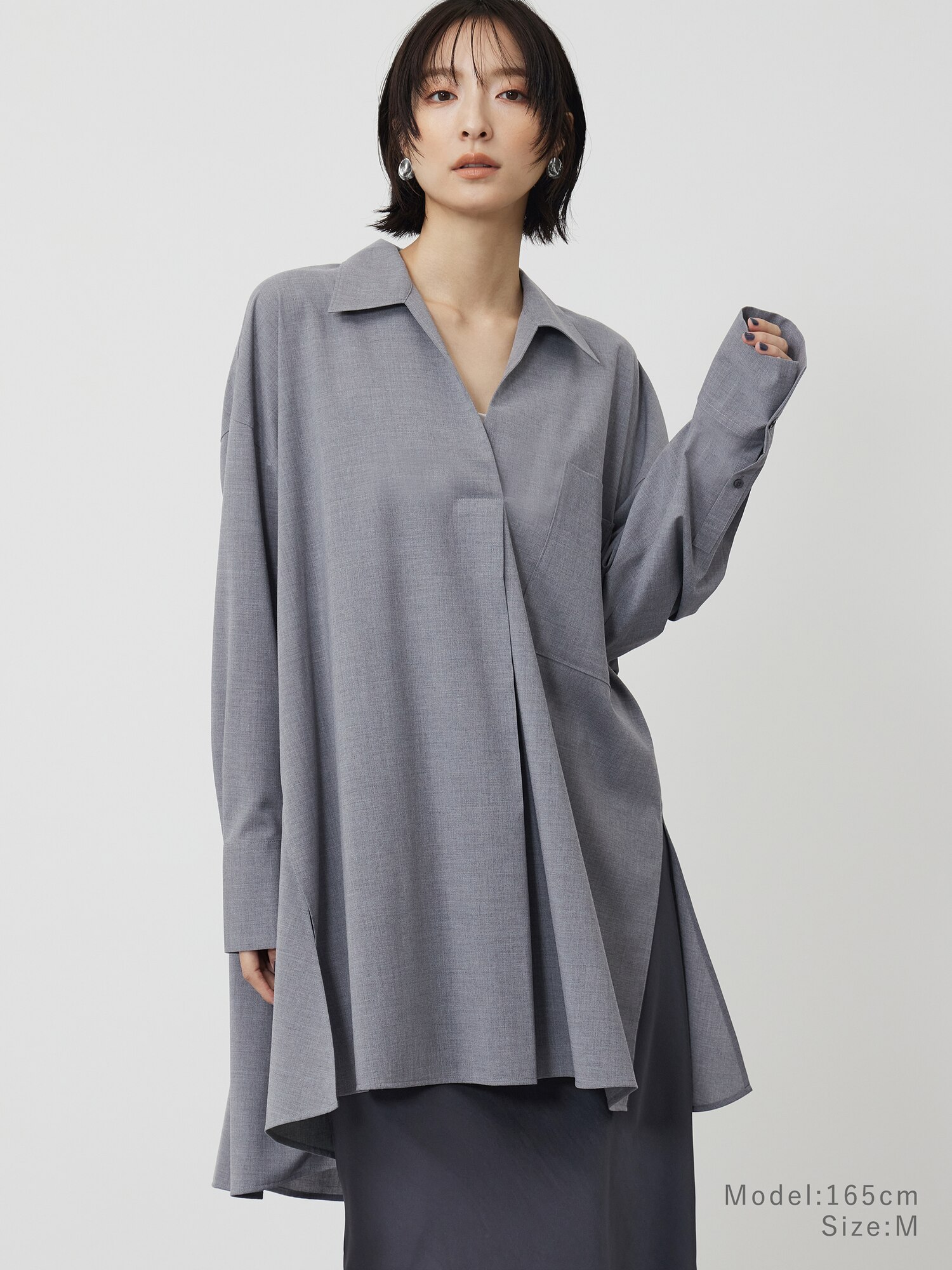 PLST 長袖チェニック PLST(プラステ)公式 | Vネックロングチュニックシャツ