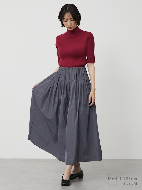 メリノウールブレンドハイネックリブセーター