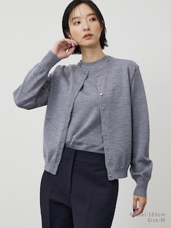 メリノウールブレンドメタルボタンカーディガン