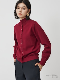 メリノウールブレンドメタルボタンカーディガン