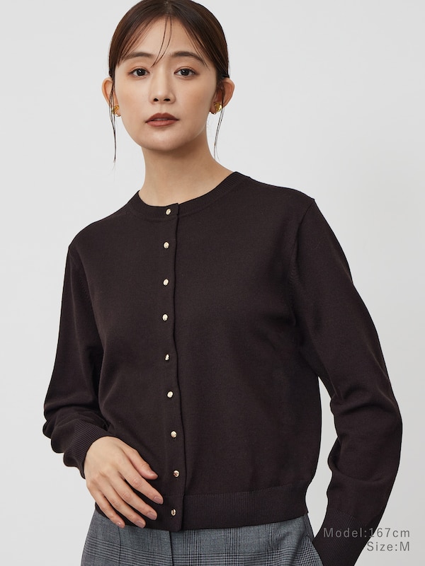 メリノウールブレンドメタルボタンカーディガン