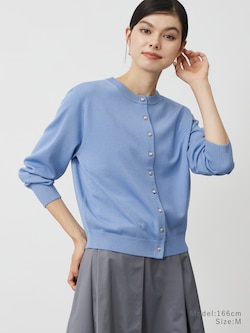 メリノウールブレンドメタルボタンカーディガン