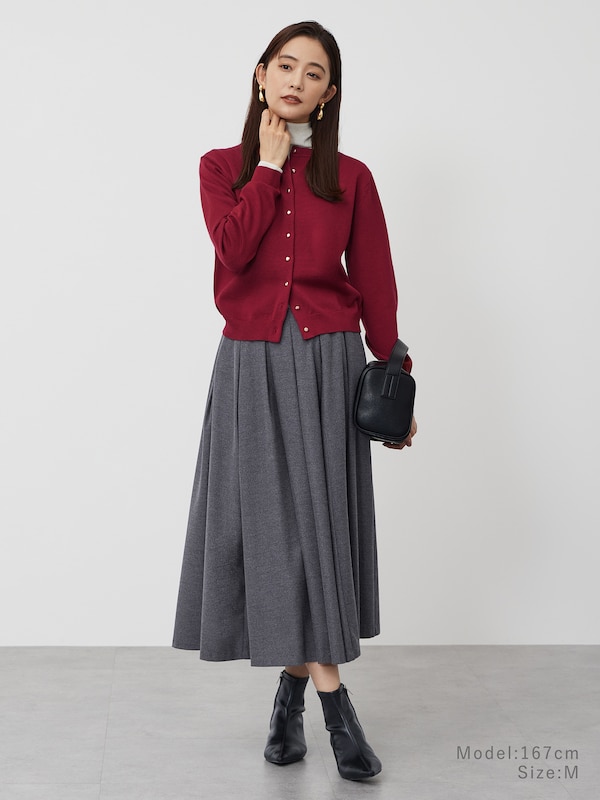 メリノウールブレンドメタルボタンカーディガン