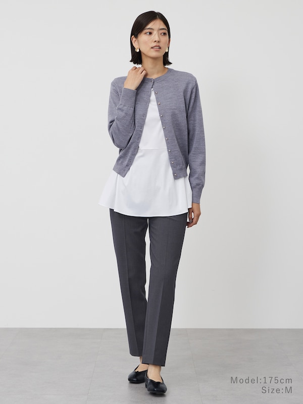 メリノウールブレンドメタルボタンカーディガン