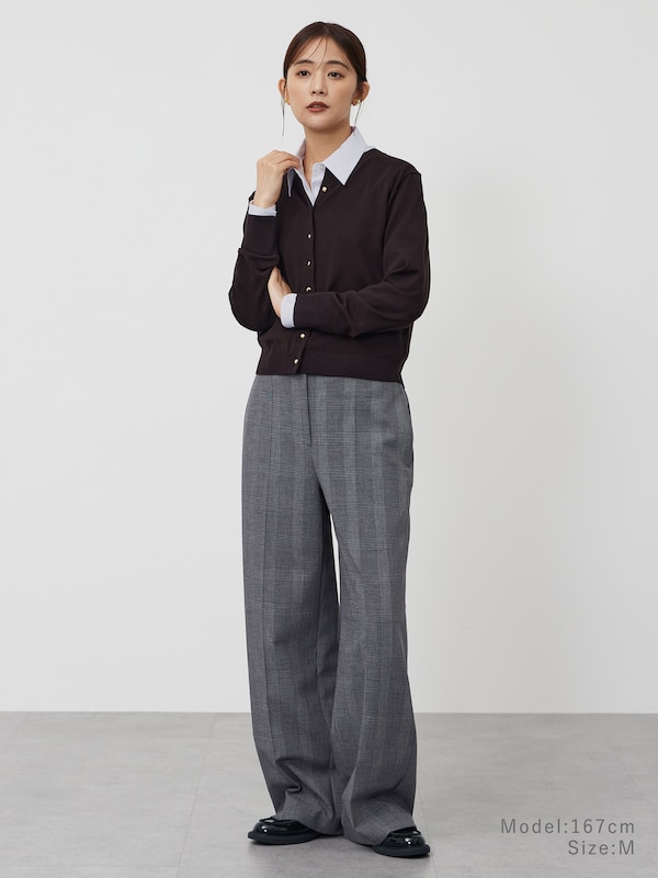 メリノウ�ールブレンドメタルボタンカーディガン