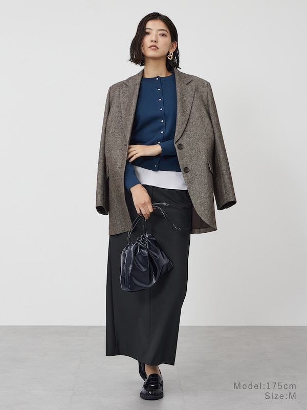 メリノウールブレンドメタルボタンカーディガン