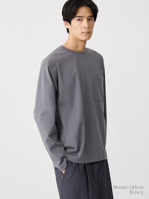 ストレッチコットンブレンドポケットTシャツ（長袖）