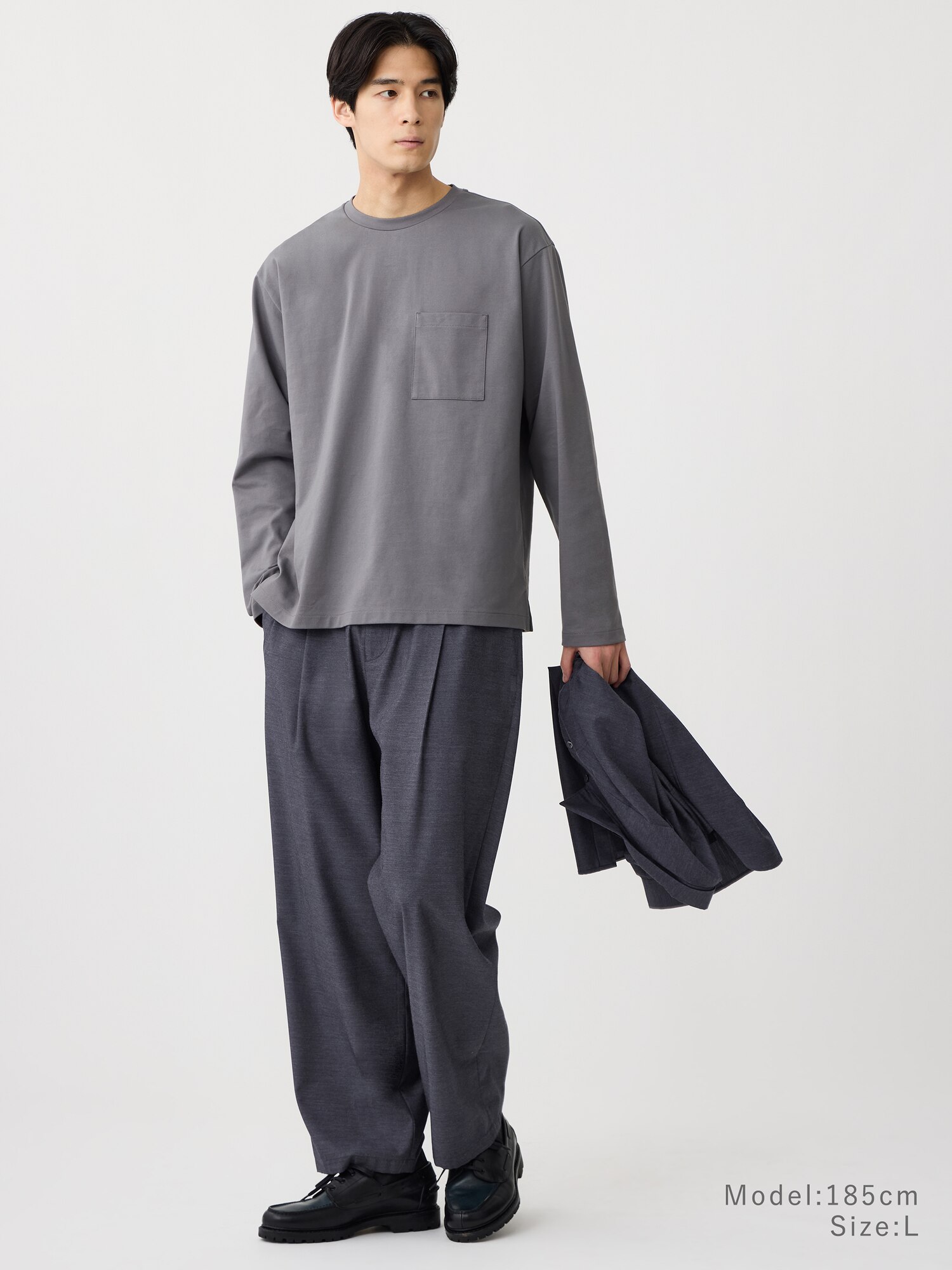 【パパスプラス】未使用品 コットンポケット付きTシャツ S グレー PLST(プラステ)公式 | ストレッチコットンブレンドポケットTシャツ