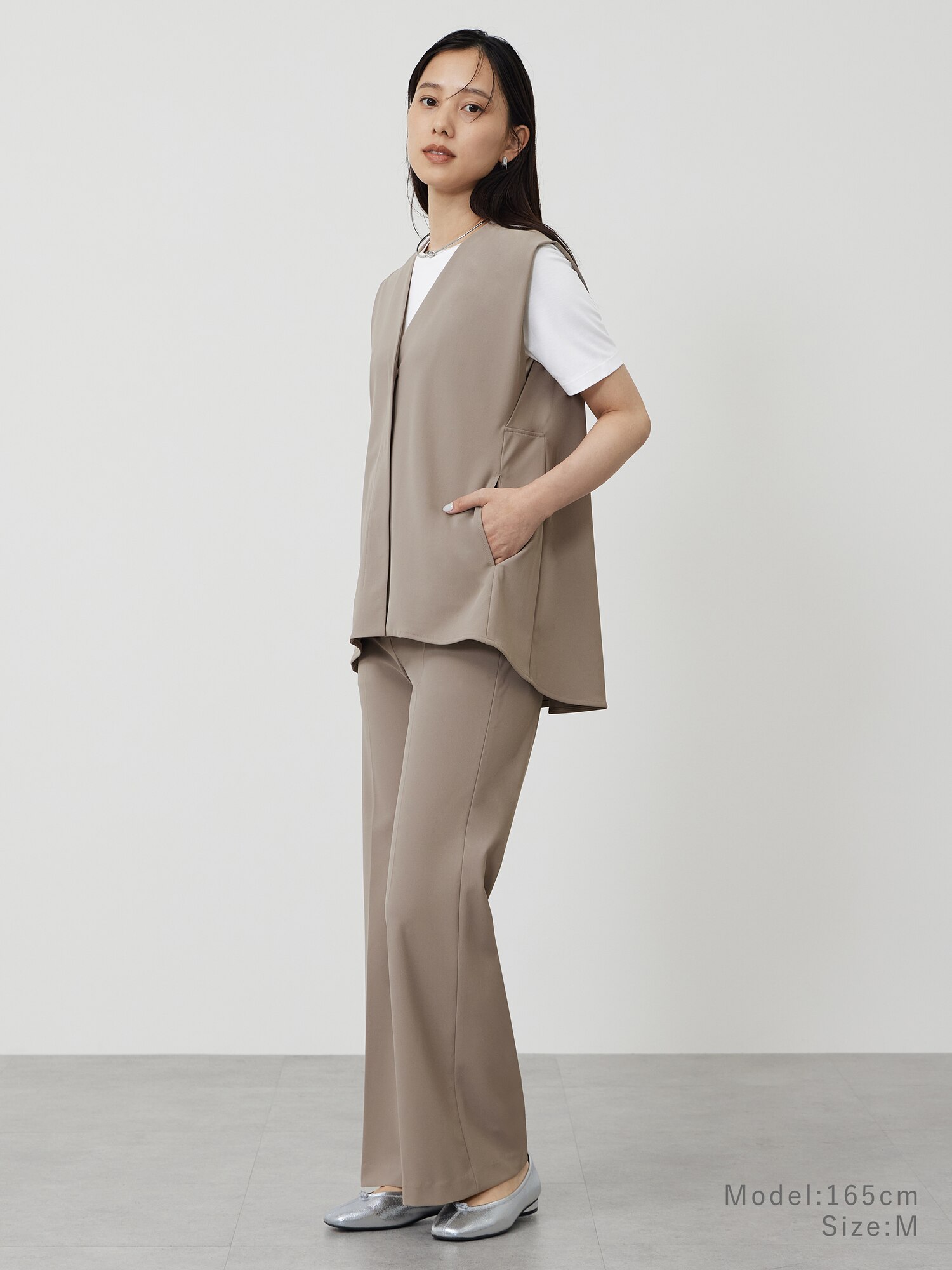 PLST ストレッチツイルベルテッドジレ　M PLST(プラステ)公式 | ストレッチツイルベルテッドジレ