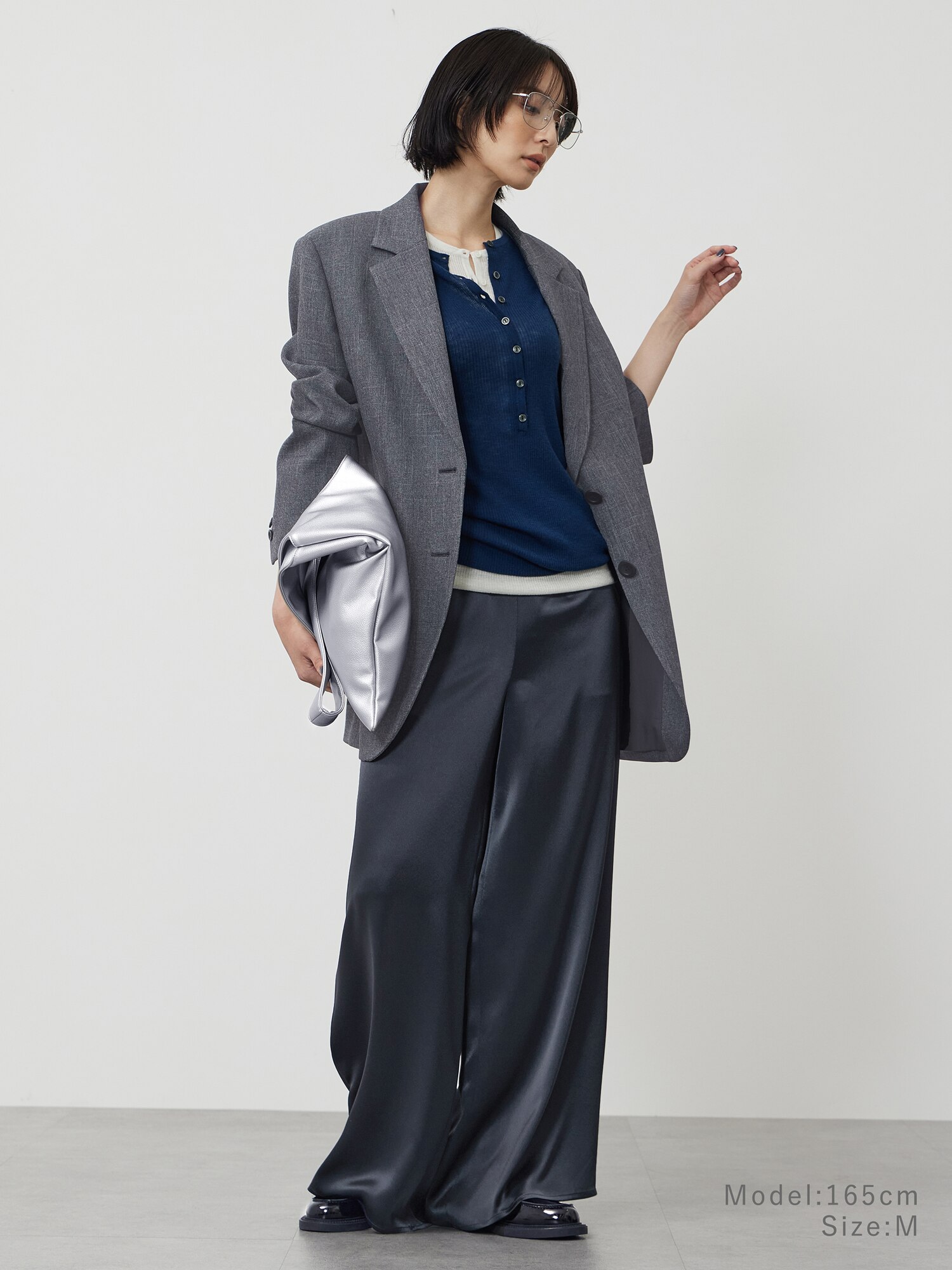 【PLSTプラステ】スーツ上下セットグレー ジャケット＆タックパンツ PLSTプラステ】スーツ上下セットグレー ジャケット＆タック