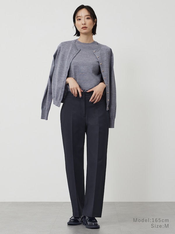 コットンブレンドストレートパンツ