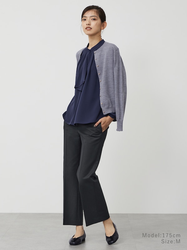 コットンブレンドストレートパンツ