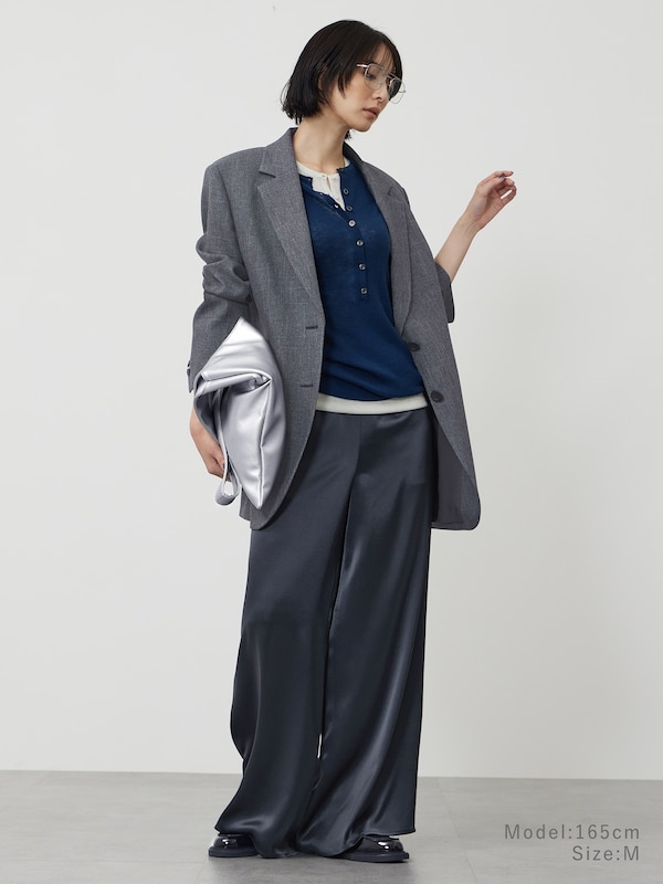 トリアセサテンフルレングスイージーパンツ