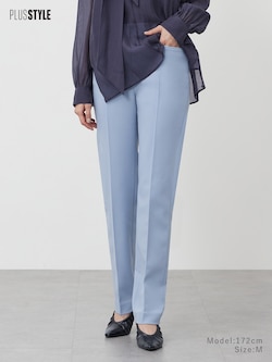 【丈長め】スリムストレートパンツ（シェイプリザーブ）
