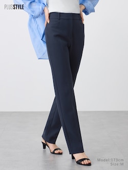 【丈長め】スリムストレートパンツ（シェイプリザーブ）